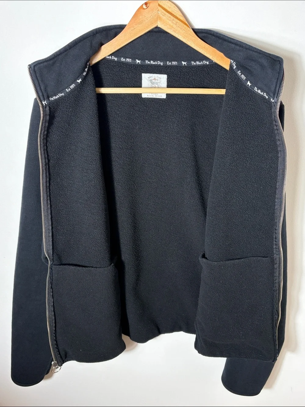The Black Dog Full Zip Sweatshirt Jacket XL Black Mock Neck Fleece Lined
